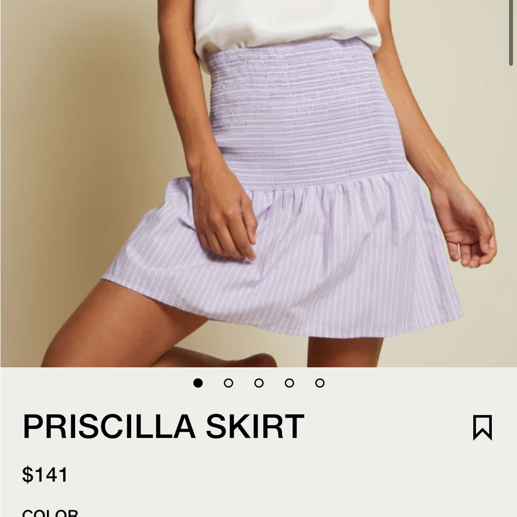Nation Ltd Light Purple And White Smocked Waist Skirt Priscilla